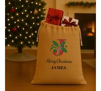 iWantoneofthose Merry Christmas with Holly Personalised Hessian Sack iWantoneofthose Multicolor