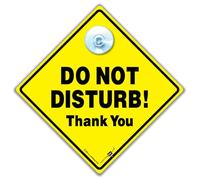 iwantthatsign.com Do Not Disturb Sign, 14 x 14 cm, Plastic, Minimalist, Yellow, Suction Cup Window Sign For Car, Home or Office