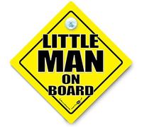 iwantthatsign.com Little MAN on Board Car Sign, Baby On Board, Suction Cup, Yellow, 14 x 14 cm