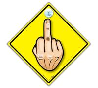iwantthatsign.com Rude Middle Finger Sign, Hand Gesture Car Sign, 14 cm