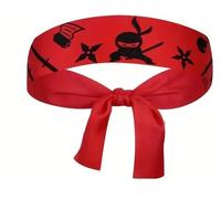 IWATI Polyester Hachimaki Headband - KIDS PARTY Samurai Style, Ninja Shinobi HeadBand For Children/Adults KARATE KID 90cm x 4.75cm RED