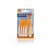 iWave Interdental Brushes Fine Size 0.45 mm Orange Pack of 5 - Interdental Cleaning Brushes for Total Teeth Cleaning Plaque Removal Tool
