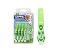 iWave Interdental Brushes Fine Size 0.8 mm Green Pack of 5 - Interdental Cleaning Brushes for Total Teeth Cleaning Plaque Removal Tool