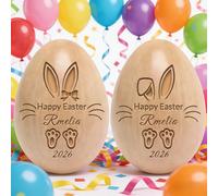 Iwe Custom Easter Egg Shaker - Personalized Easter Basket Stuffers, Customized Easter Gift for Family Friends (Light Brown)