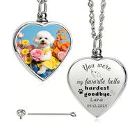 Iwe Personalised Pet Ashes Necklace - Custom Dog Ashes Keepsake Necklace with Photo Name, Pet Memorial Gift for Loss Dog Cat Lover Women Men (DOG)