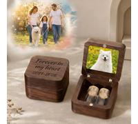 Iwe Personalised Pet Memorial Box For Dog Cat Loss Wooden Urn with Photo