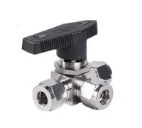 IWEBQSAP ball valve 1pcs Stainless Steel 3-Way Ball Valve T-type/L-type Valve Compression Union Fit 1/8" 1/4" 3/8" 1/2" OD Tube(T Port,6.35mm)