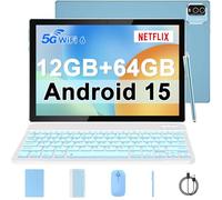 IWEGGO - Android 14 tablet, 10 inch, 8GB RAM+64GB ROM+1TB expandable, 1.8GHz quad-core processor, 2 in 1 tablets with keyboard case and stylus pen, 5G Wifi6, camera