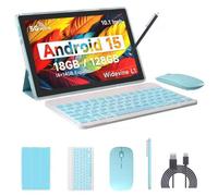 IWEGGO Android 15 Tablet, 10 Inch 18GB RAM+128GB ROM/ 2TB Expandable Tablet, 2.0GHz Quad-core Processor, 1280*800 HD Touch Screen, 5G WiFi6 BT 5.0, 2 in 1 Tablets with Keyboard Case Mouse Stylus Blue
