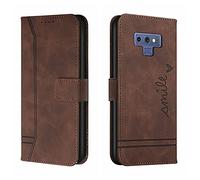 IWEIQING Wallet Case for Samsung Galaxy Note 9, Magnetic Flip Leather Case with RFID Block Card Slots Kickstand Shockproof Protective Cover Compatible with Galaxy Note 9.Brown HX