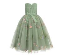 IWEMEK Flower Girls Dresses for Wedding Sleeveless Bridesmaid Tutu First Communion Evening Party Princess Pageant Birthday Prom Carnival Ball Gown Green 13-14Y