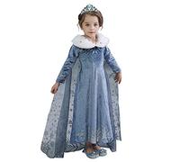 IWEMEK Girls Fancy Dress Elsa Costume Princess Anna Dress Up Kids Snow Queen Cosplay Halloween Christmas Carnival Costumes Party Outfits Clothes 01 3-4 Years