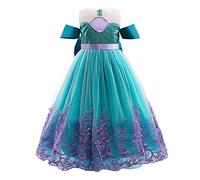 IWEMEK Girls Fancy Dress The Little Mermaid Ariel Costume Princess Dress Up Gown with Accessories Kids Fairy Tales Cosplay Fancy Party Outfits Halloween Carnival Costumes Green 7-8 Years