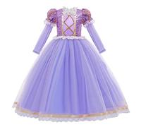 IWEMEK Girls Rapunzel Costume Long Sleeve Tulle Princess Dress Up Gown Kids Halloween Carnival Fancy Dress Birthday Pageant Christmas Party Dresses Outfits T01: Purple 9-10 Years