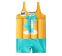 IWEMEK Kids Swimming Float Jacket Swimming Costume for Baby Boys Girls One Piece Bathing Suit Training Bag Buoyancy Aid Swimwear Vest with Adjustable Cotton Stick for Children Yellow 18-24 Months