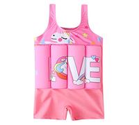 IWEMEK Kids Swimming Float Jacket Swimming Costume for Baby Boys Girls One Piece Bathing Suit Training Bag Buoyancy Aid Swimwear Vest with Adjustable Cotton Stick for Children Pink 18-24 Months