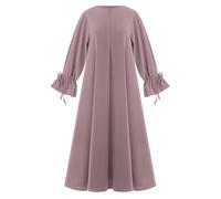 IWEMEK Muslim Prayer Dress Kaftan Women's Abaya Long Sleeve with Tie Cuff Islamic Prayer Robe for Ramadan Eid Arabic Turkish Dubai Style Light Pink XL
