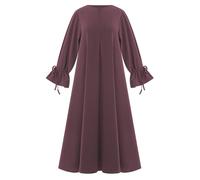 IWEMEK Muslim Prayer Dress Kaftan Women's Abaya Long Sleeve with Tie Cuff Islamic Prayer Robe for Ramadan Eid Arabic Turkish Dubai Style Dusty Pink M