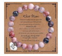 iWenSheng Mother’s Day Gifts for Mom/Stepmom from Daughter Son - Natural Stone Mother Bracelet for Birthday Christmas, One Size, Stone, Lava Stone