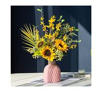 IWENZHKPA Artificial Flowers High-end simulation bouquets, home decoration, fake flowers, advanced dried, soft with ceramic vases, living room table Fake Decoration(B)