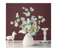 IWENZHKPA Artificial Flowers High-end simulation bouquets, home decoration, fake flowers, advanced dried, soft with ceramic vases, living room table Fake Decoration(D)
