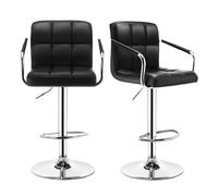 IWENZHKPA Bar Stools Height Adjustable Bar Stools Set Of 2 PU Leather Bar Chair Seat Swivel 360°, High Stool Counter Height With Footrest Breakfast Bar Chairs(Black)