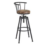 IWENZHKPA Bar Stools Industrial Bar Stool With Back Metal Bar Stool, Adjustable Height Swivel Bar Chair With Footstool Breakfast Bar Chairs(A)