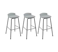 IWENZHKPA Bar Stools PU Leather Stool Chairs Set Of 3 Bar Stools Metal High Stools, Bar Chair With Low Back Counter Stools Breakfast Bar Chairs(Gray,Sitting Height 80cm)