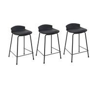 IWENZHKPA Bar Stools PU Leather Stool Chairs Set Of 3 Bar Stools Metal High Stools, Bar Chair With Low Back Counter Stools Breakfast Bar Chairs(Black,Sitting Height 60cm)