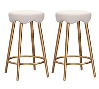 IWENZHKPA Bar Stools Velvet Barstools Set Of 2 With Backrest And Iron Legs Kitchen Bar Stools For Breakfast Counter Home Breakfast Bar Chairs(White+gold)