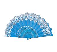 IWENZHKPA Hand Fan Folding 2PCS Hand Held Folding Fans With A Fabric Sleeve Dance Wedding Party Lace Silk Flower Fan Props Handheld(Sky Blue)