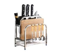 IWENZHKPA Knife Block Knife Holder Household Storage Rack Cutting Board Chopping Multi-function Organizer(Silver)