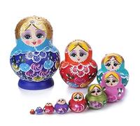 IWENZHKPA Nesting Dolls 10 Pieces Wooden Russian Doll Matryoshka Nesting Dolls Home Decor Ornaments Gift Russian Dolls For Kids
