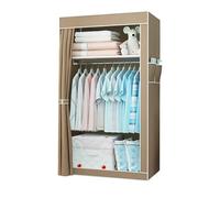 IWENZHKPA Portable Wardrobe Portable Clothes Closet Non-Woven Fabric Cover Wardrobe With Metal Hanging Rods Zipper Wardrobe Closet(B)