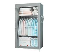 IWENZHKPA Portable Wardrobe Portable Clothes Closet Non-Woven Fabric Cover Wardrobe With Metal Hanging Rods Zipper Wardrobe Closet(G)