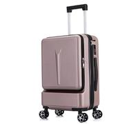 IWENZHKPA Suitcase Front Opening Luggage Suitcase ABS+PC Spinner Trolley with Pocket Compartmnet Luggage Wheels Carry(E,20in)