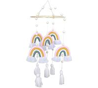 IWENZHKPA Wind Chime Hanging Rainbow Tassel Wind Chimes For Craft Room Playroom Pendant Handmade Cotton Woven Decoration Decorative(B)