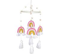 IWENZHKPA Wind Chime Hanging Rainbow Tassel Wind Chimes For Craft Room Playroom Pendant Handmade Cotton Woven Decoration Decorative(C)