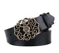 IWFTC Women's Leather Belt for Dress Jeans Belt Vintage Genuine Leather Wide Waist Belts for Women, Black, Fits Waist 38-45"