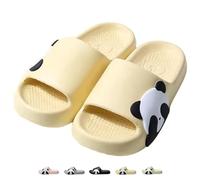 iwhgrmp Cute Panda Slippers for Women Men Indoor Outdoor House Shower Shoes Non-Slip Adorable Cartoon Panda Slides Comfortable Couple Home Summer Sandals, Yellow, 7.5-8.5 Women/6-7 Men