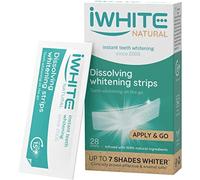 iWhite Dissolving Teeth Whitening Strips - Natural Enzyme Whitening with Papain & Strawberry - 28 Strips - Up to 7 Shades Whiter - Peroxide-Free - Safe & Clinically Proven