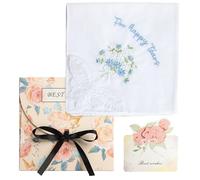 IwIeIaIrI Wedding Handkerchief Embroidery Hanky for Bride Groom Fun Gift,Cotton White Tissue, Napkin, Something Blue,12"x12"