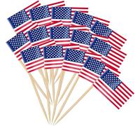 iwiio 100Pcs Olympics 2024 Decorations, Olympic Flag, American Flag Toothpicks Cupcake Toppers for American Party Decorations USA American Cocktail Stick for Olympics Accessories