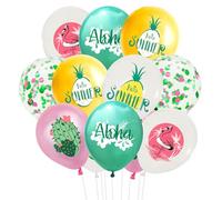 iwiio 18Pcs Hawaiian Tropic Balloons, Hawaiian Party Decorations, Flamingo Pineapple Balloons for Hawaiian Party Accessories, Luau Tiki Aloha Beach Summer Birthday
