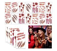 iwiio 20 Sheets Halloween Tattoos Fake Blood Scar Tattoos Fake Tattoos Stickers Wound Tattoo Stickers Halloween Accessories Halloween Costume Makeup for Party Cosplay