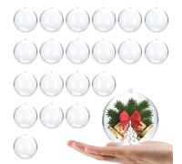 iwiio 20Pcs Clear Baubles to Fill, Clear Plastic Baubles for Craft, DIY Make Your Own Bauble, Christmas Bauble for DIY Craft Christmas Tree Decor Balls, Xmas Party Decorations (6cm)