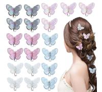 iwiio 20Pcs Mini Butterfly Hair Clips, 5 Color Sparkly Butterfly Hair Accessories for Women, Girls, Teens, Kids (Pink, White, Purple, Grey, Blue)