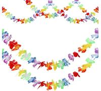 iwiio 4 Pack Hawaiian Garlands - 10ft Tropical Flower Lei Luau Decorations for Indoor Outdoor, Hawaiian Bunting for Beach Tiki Luau Party Hanging Dec