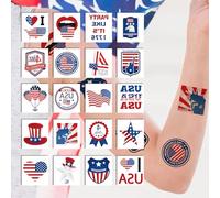 iwiio 4th of July Temporary Tattoos - 20 Sheet American Flag Tattoos for Kids Women Men Independence Day Party Decorations, USA Party Favors, Patriotic Events