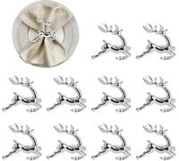 iwiio 8Pcs Christmas Napkin Rings, Christmas Silver Metal Reindeer Napkin Xmas Holiday Napkin Ring for Christmas Wedding Party Champagne Bottle Banquet Table Decorations